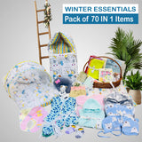 Fareto Newborn Baby Winter Essentials Combo | Gift Pack| Baby Products | Maternity Essentials | Bedding Set (70 Items)(0-6 Months)(F674)
