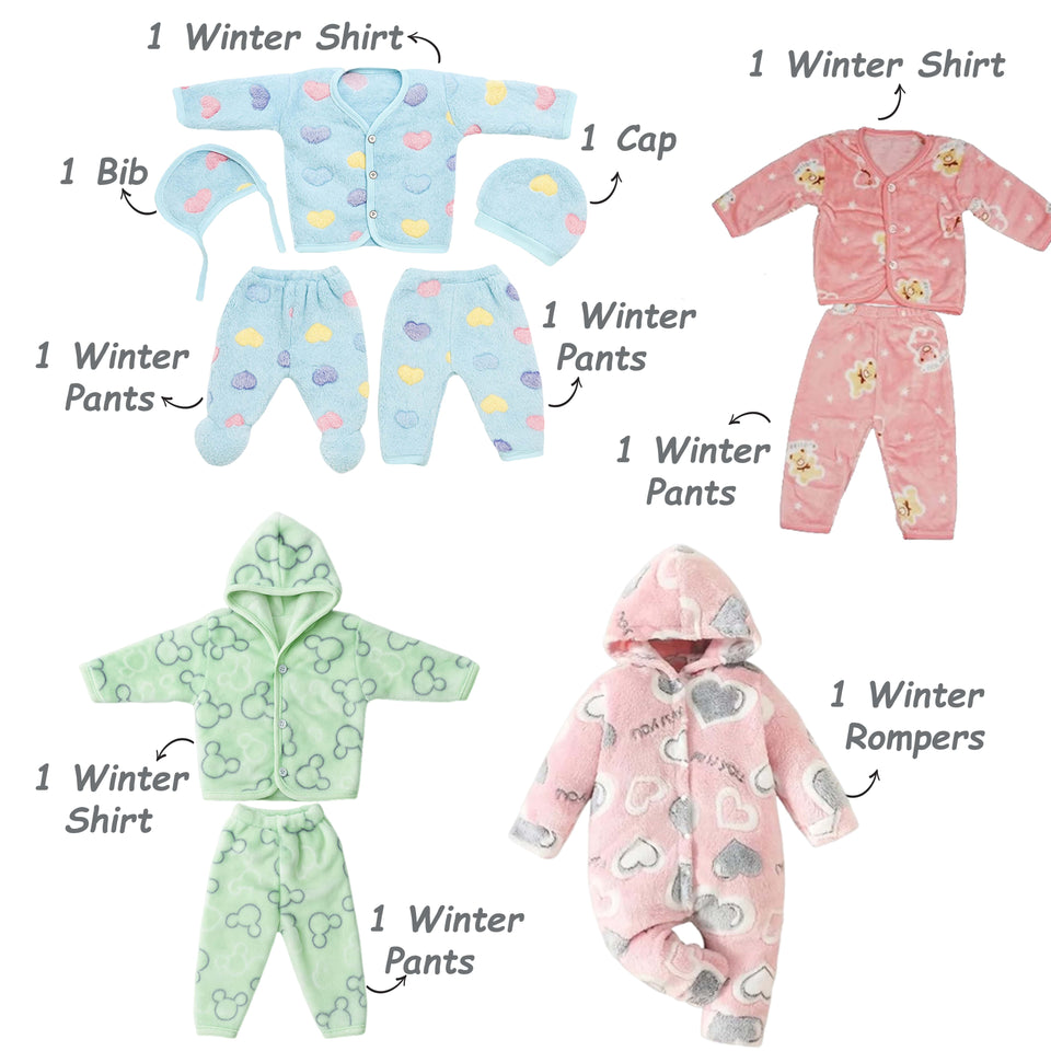 Fareto Newborn Baby Semi Winter & Winter Essentials Combo | Gift Pack| Baby Products | Maternity Essentials | Bedding Set (70 Items)(0-6 Months)(F606)