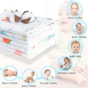 Fareto Baby Muslin Burp Cloths 6 Pack Large 20''x10'' Inchs 100% Cotton Burp Rags Absorbent and Soft 6 Layers Muslin Cloth Baby Essentials for Newborn
