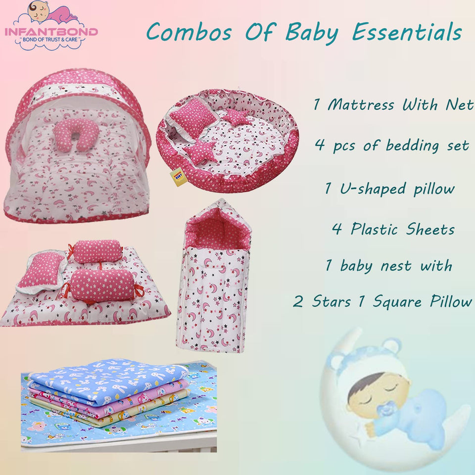 Fareto New Born Baby Bedding Bed Sleeping Bag Essential (0-6 Months) (Pack of 15)