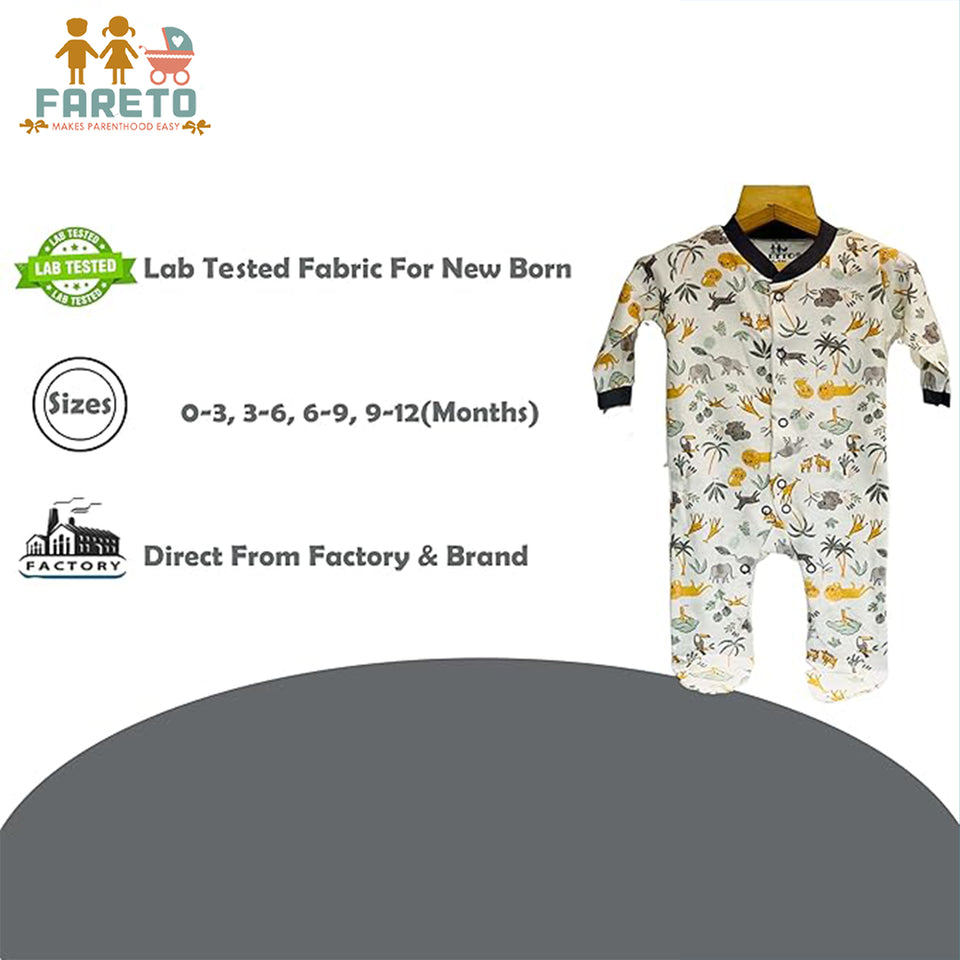 Fareto New Born Baby Full Body Rompers (Pack Of 3)(Color As Per The Availability)