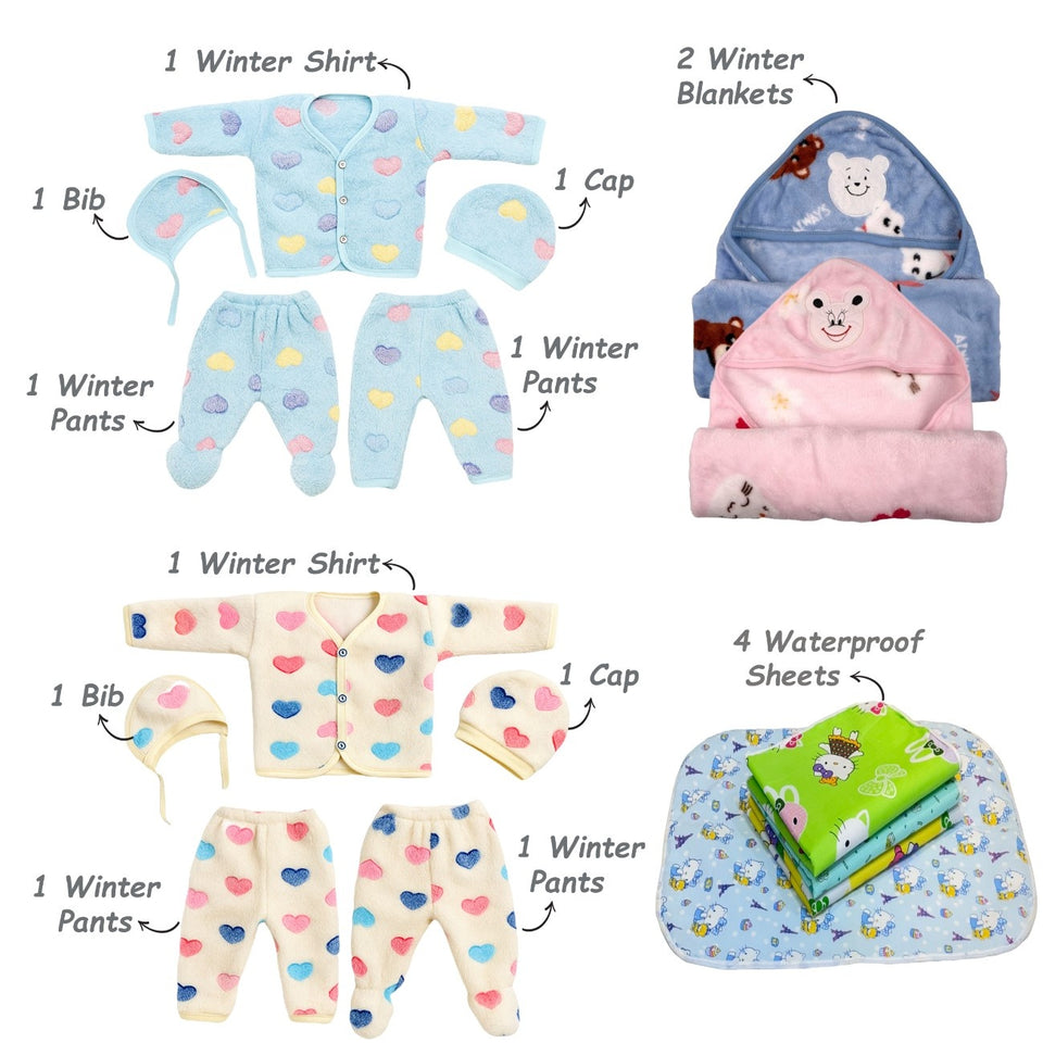 Fareto Premium Quality Winter  Hospital Essentials Pack of 69 (0-6 Months)(Good_Night_Blue)(F417)