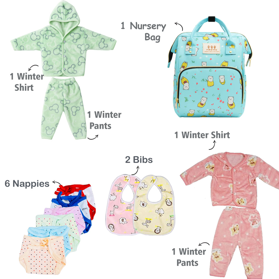 Fareto Baby Semi Winter Essential Combo For New Born | Gift Pack | Baby Products | Maternity Essentials | Bedding Set (71 Items)(0-6 Months)(F601)