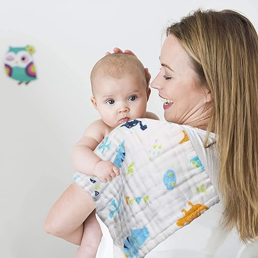 Fareto Baby Muslin Burp Cloths 6 Pack Large 20''x10'' Inchs 100% Cotton Burp Rags Absorbent and Soft 6 Layers Muslin Cloth Baby Essentials for Newborn