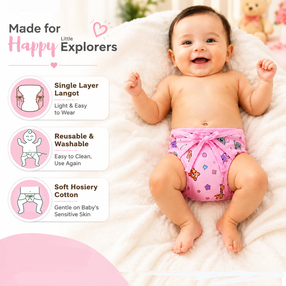 Fareto New Born Baby 24 Single Layer | Super Soft | Cotton Nappies | Washable | Reusable (0-3 Months)(F126)