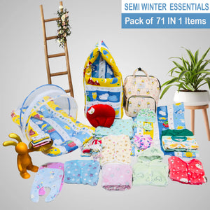 Fareto Baby Semi Winter Essential Combo For New Born | Gift Pack | Baby Products | Maternity Essentials | Bedding Set (71 Items)(0-6 Months)(F618)