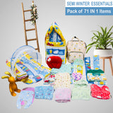 Fareto Baby Semi Winter Essential Combo For New Born | Gift Pack | Baby Products | Maternity Essentials | Bedding Set (71 Items)(0-6 Months)(F618)