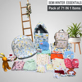 Fareto Baby Semi Winter Essential Combo For New Born | Gift Pack | Baby Products | Maternity Essentials | Bedding Set (71 Items)(0-6 Months)(F601)