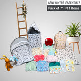 Fareto Baby Semi Winter Essential Combo For New Born | Gift Pack | Baby Products | Maternity Essentials | Bedding Set (71 Items)(0-6 Months)(F614)