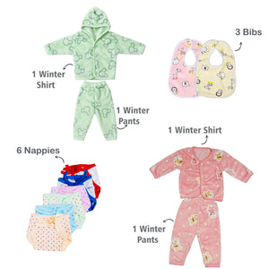 Fareto Baby Semi Winter Essential Combo For New Born | Gift Pack | Baby Products | Maternity Essentials | Bedding Set (71 Items)(0-6 Months)(F601)
