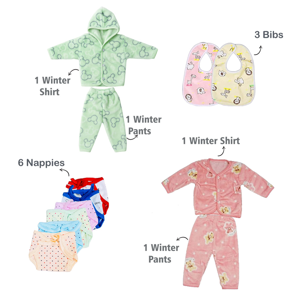 Fareto Baby Semi Winter Essential Combo For New Born | Gift Pack | Baby Products | Maternity Essentials | Bedding Set (71 Items)(0-6 Months)(F601)
