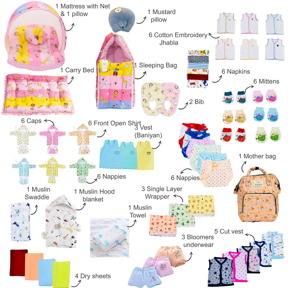 Fareto Baby Premium Quality Summer Essentials 71 in 1 (0-6 Months)(F749)