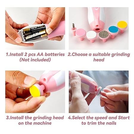 Fareto Baby Nail Trimmer Electric,Baby Nail Clippers, 6 in 1 Baby Nail File,Nail File Baby Grooming Kit Manicure Set for Toddler or Adults