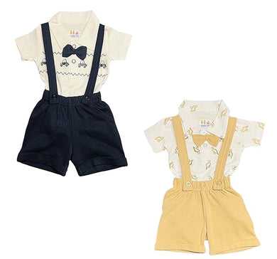 Fareto Cotton Dungaree & T-Shirt Clothing Set for Baby | Casual Dress for Unisex Baby (Pack of 2)