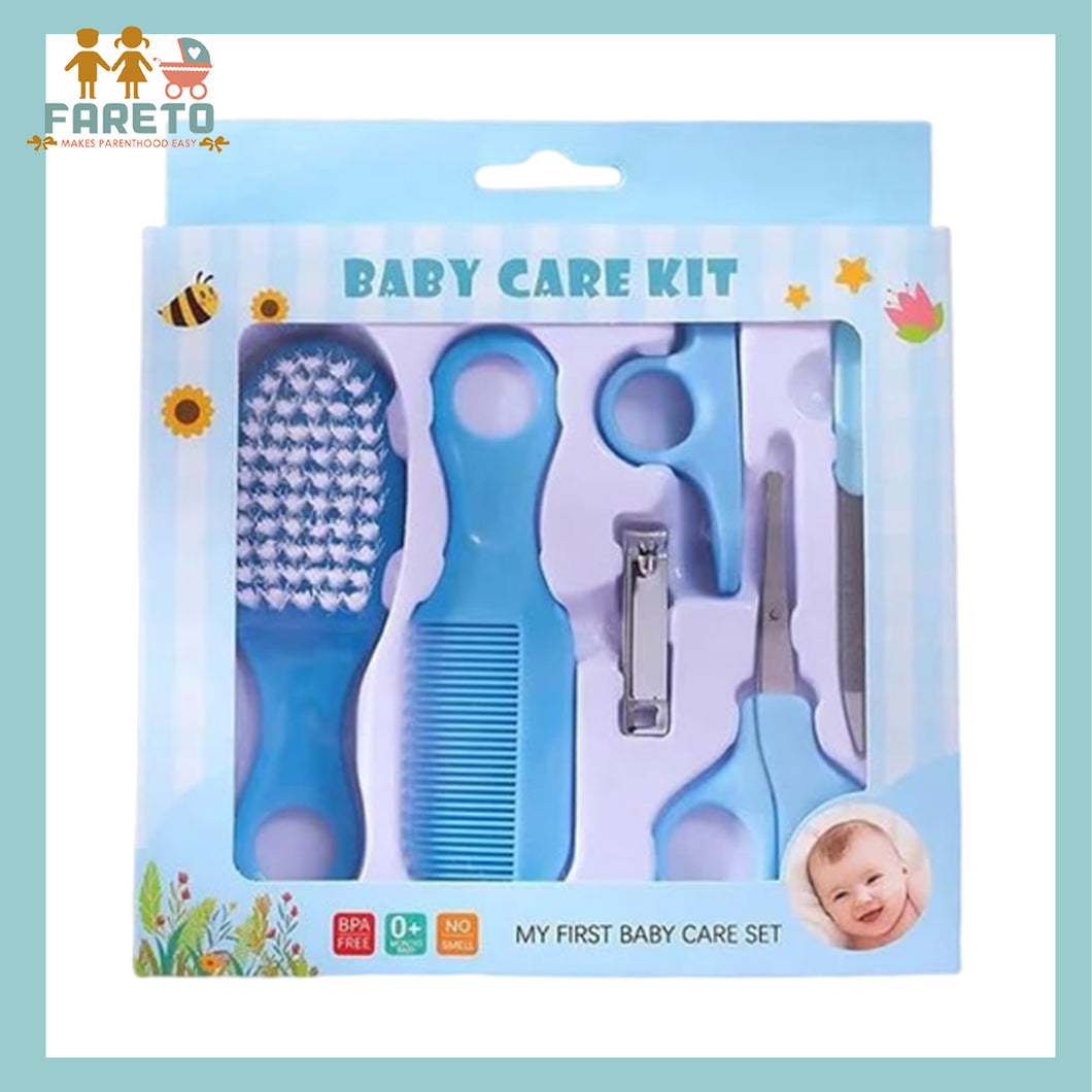 Fareto  new born Accessories Set Baby Nail Clipper, Scissors, Hair Comb Brush, Nose Cleaner, For Toddler Infant Nursing Grooming(Pack Of 5 Pc),