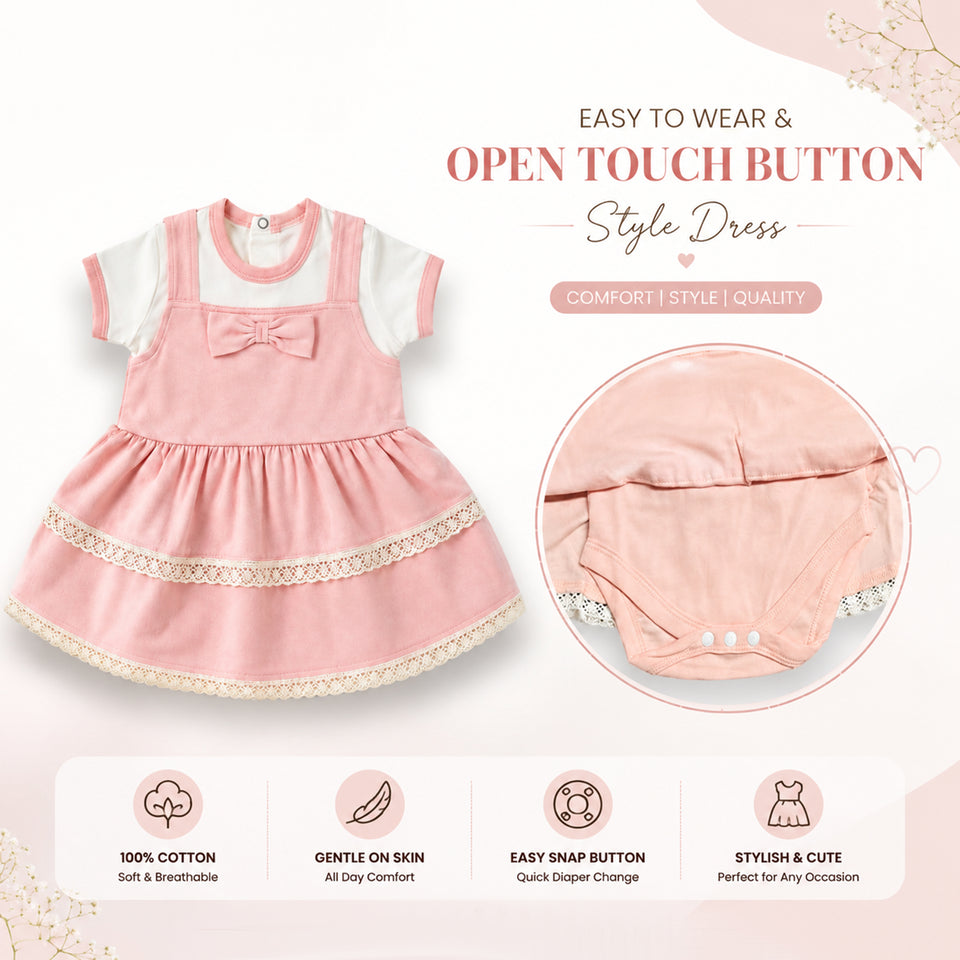 Fareto Cotton Fancy Frock for Baby Casual Half Sleeve Baby Girl Frock(F317)