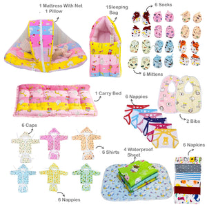 Fareto Premium Quality Baby Winter Essentials Pack of 73 In 1 Combo (0-6 Months)