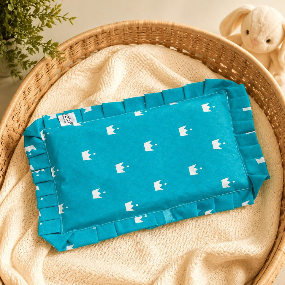 Fareto new born baby super soft cover mustard filling pillow for round head(0-1 YEAR)(F347)