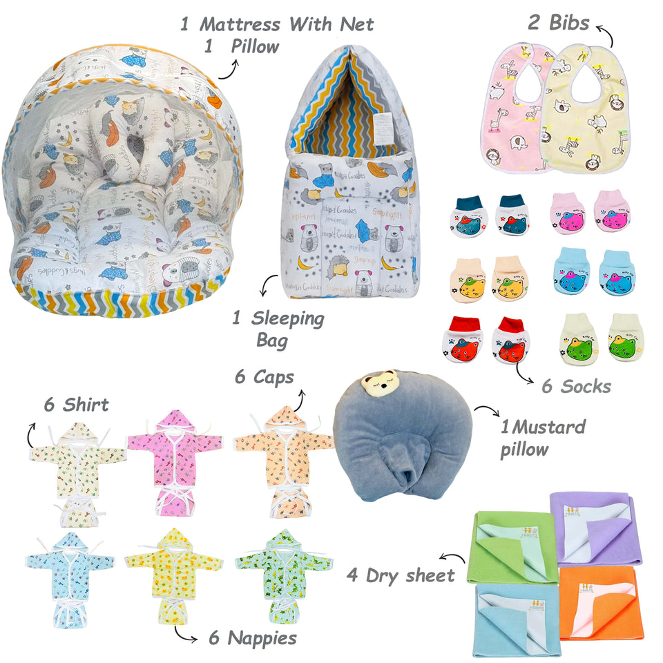 Fareto Premium Quality Baby Summer Essentials 72 in 1 New Combo (0-6Months)(F519)