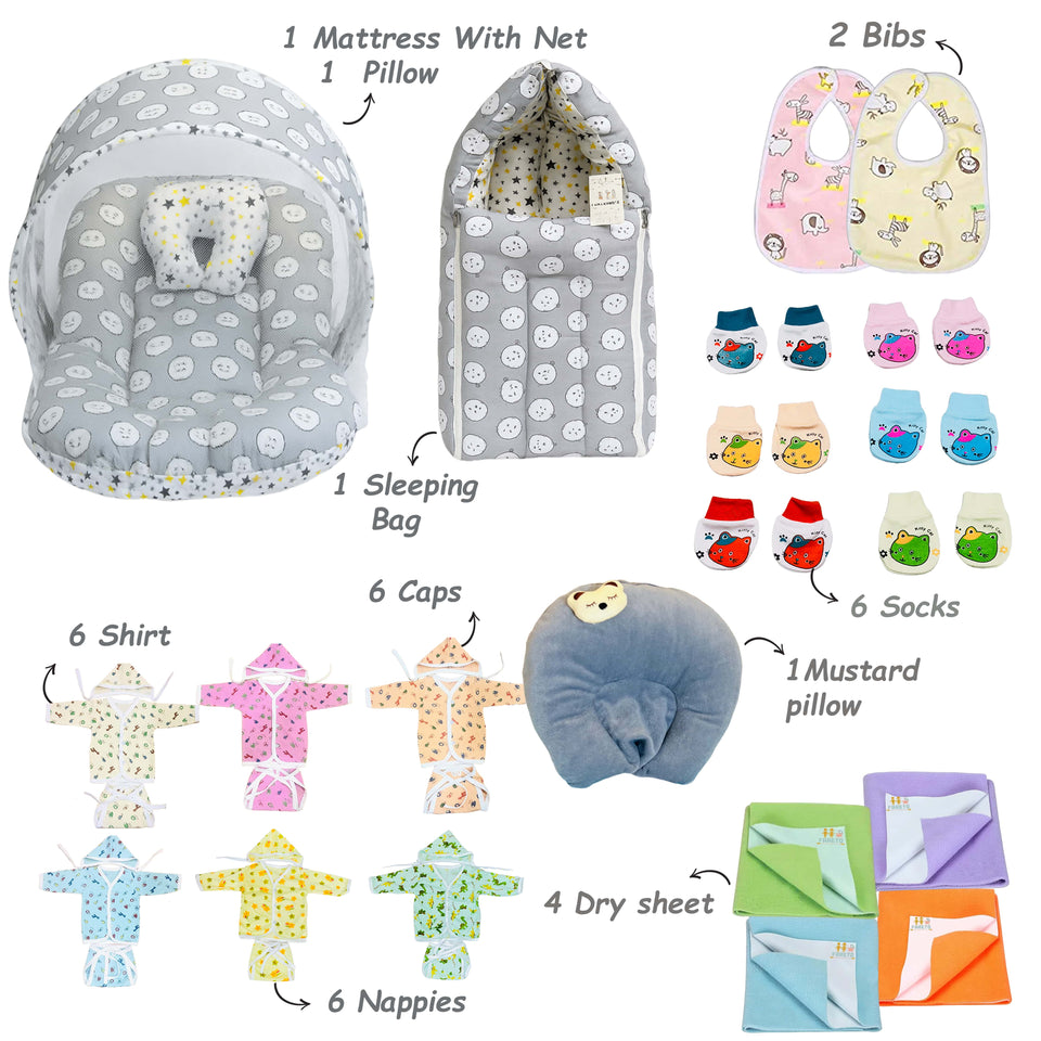 Fareto Premium Quality Baby Summer Essentials 72 in 1 New Combo (0-6Months)(F515)