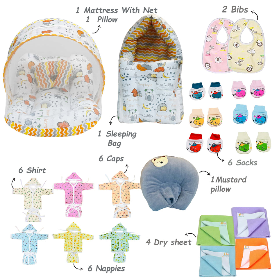 Fareto Premium Quality Baby Summer Essentials 72 in 1 New Combo (0-6Months)(F567)