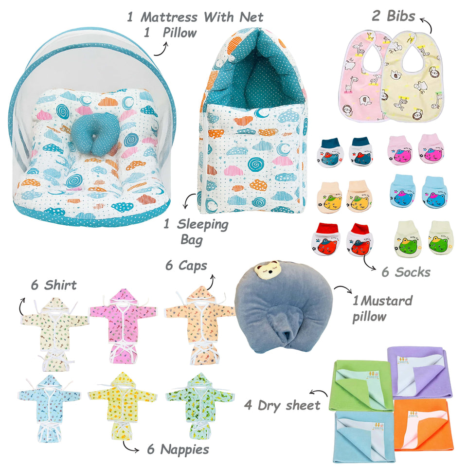 FARETO PREMIUM QUALITY BABY SUMMER ESSENTIALS 72 IN 1 NEW COMBO (0-6MONTHS)