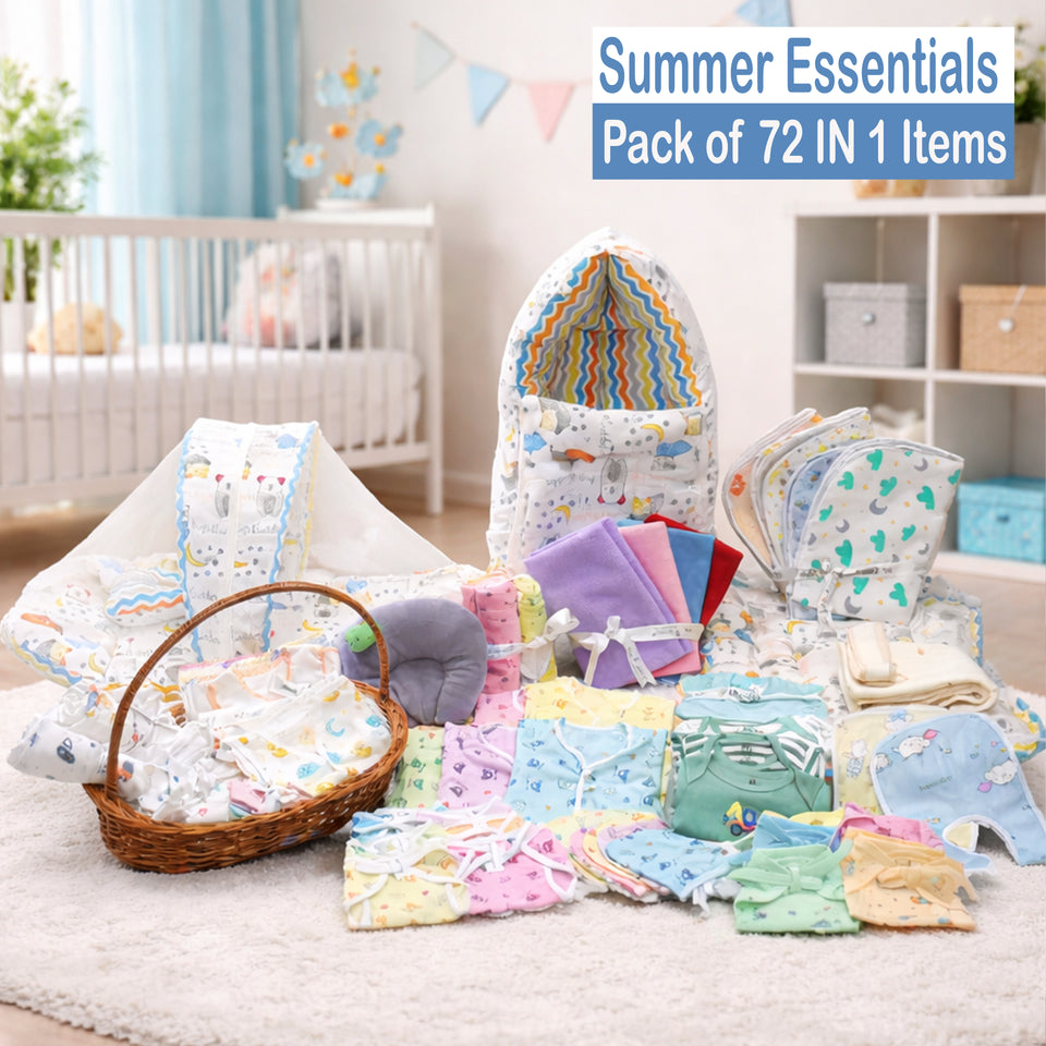 Fareto Premium Quality Baby Summer Essentials 72 in 1 New Combo (0-6Months)(F545)