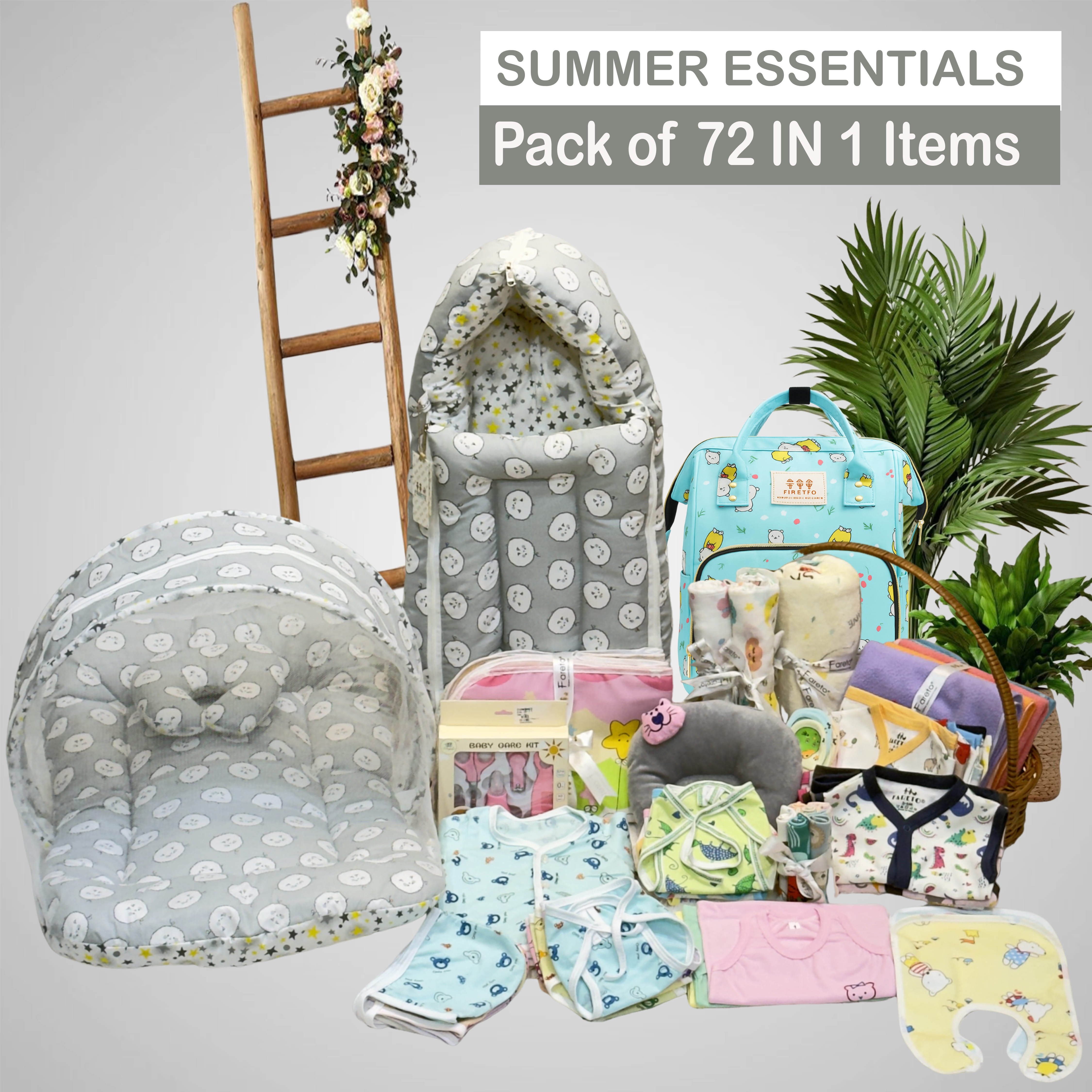 Fareto Premium Quality Baby Summer Essentials 72 in 1 New Combo (0-6Months)(F515)