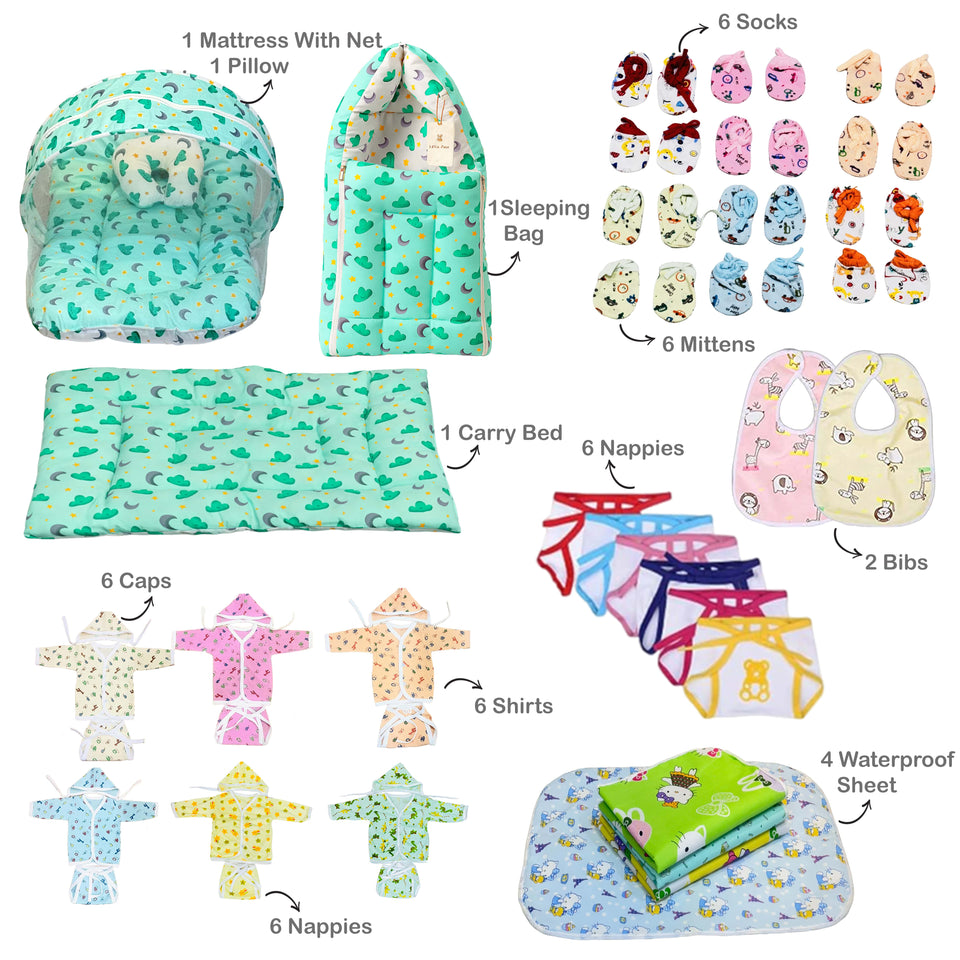 Fareto Premium Quality Baby Winter Essentials Pack of 72 New Combo (0-6 Months)