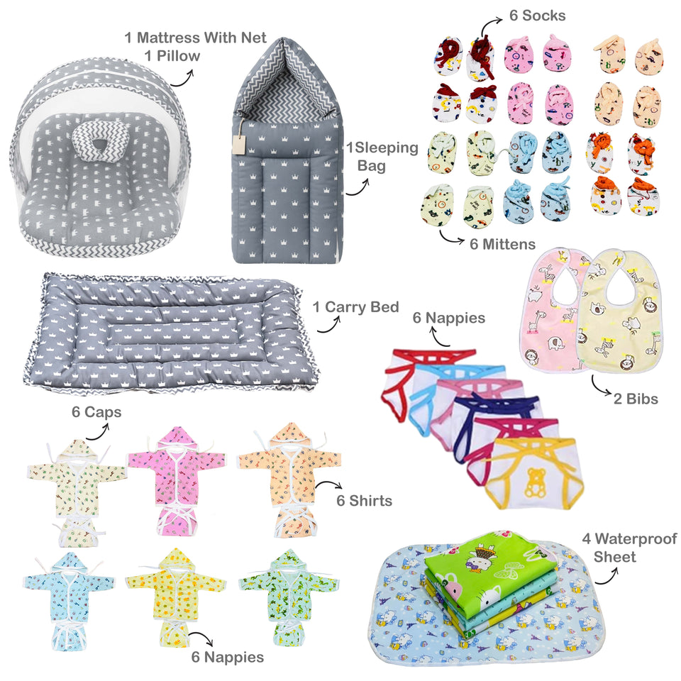 Fareto Premium Quality Baby Winter Essentials Pack of 72 New Combo (0-6 Months)