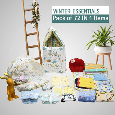 Fareto Premium Quality Baby Winter Essentials Pack of 72 New Combo (0-6 Months)