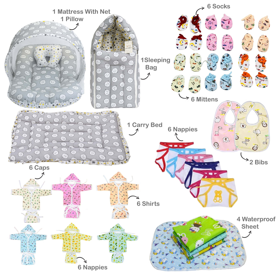 Fareto Premium Quality Baby Winter Essentials Pack of 72 New Combo (0-6 Months)