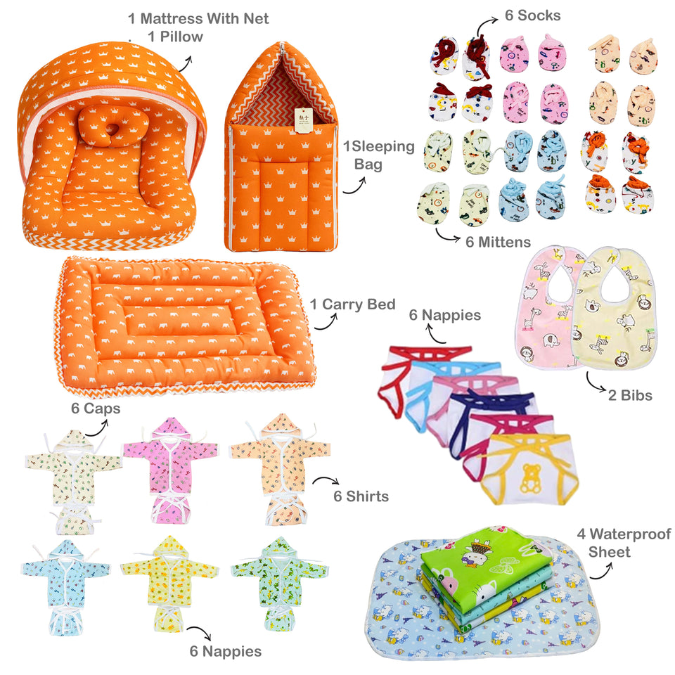 Fareto Premium Quality Baby Winter Essentials Pack of 72 New Combo (0-6 Months)
