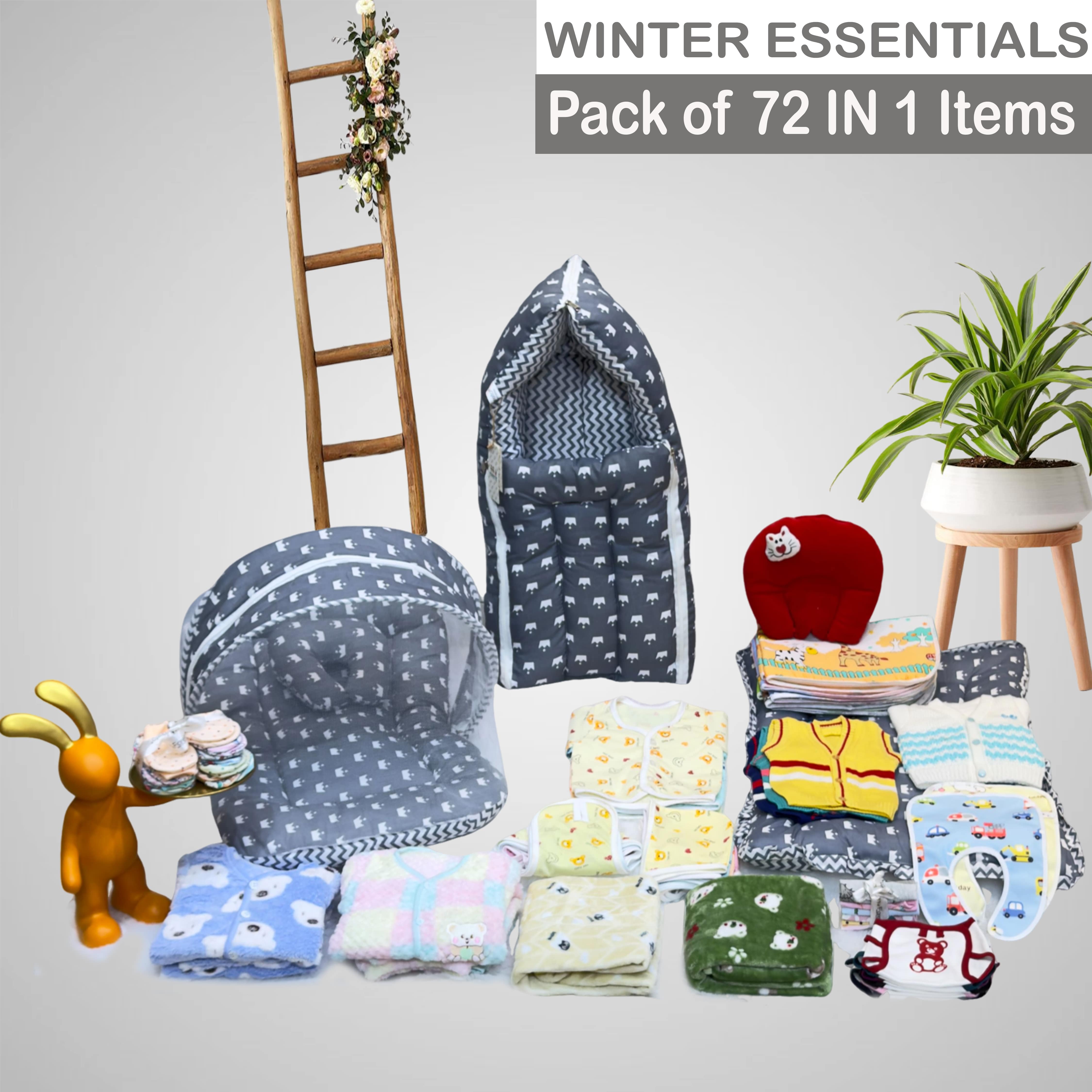 Fareto Premium Quality Baby Winter Essentials Pack of 72 New Combo (0-6 Months)(F15)