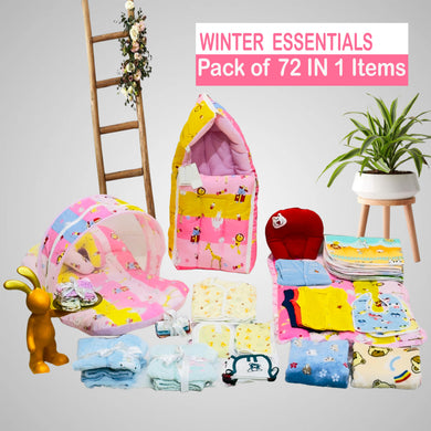 Fareto Premium Quality Baby Winter Essentials Pack of 72 New Combo (0-6 Months)