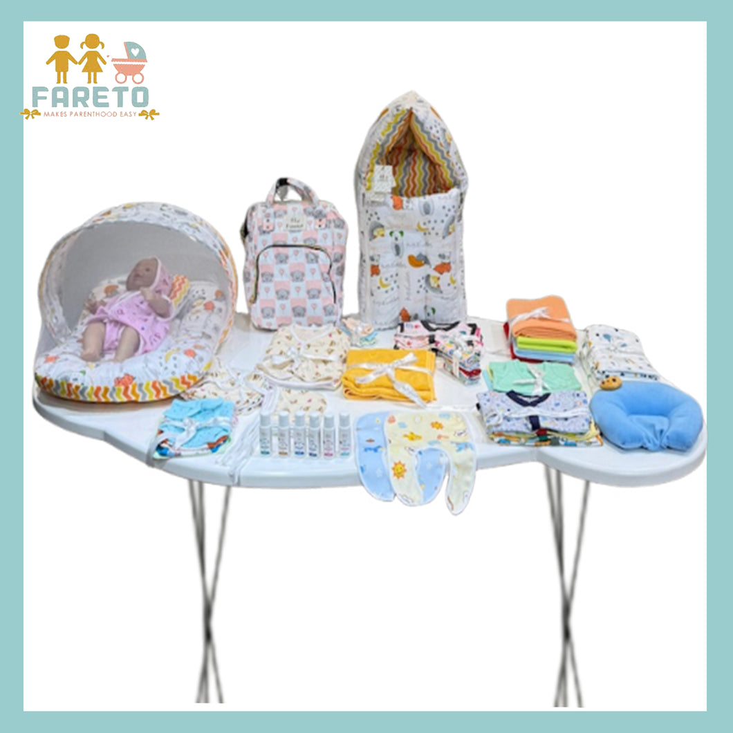 Fareto Premium Quality Baby Summer Essentials 72 in 1 New Combo (0-6Months)