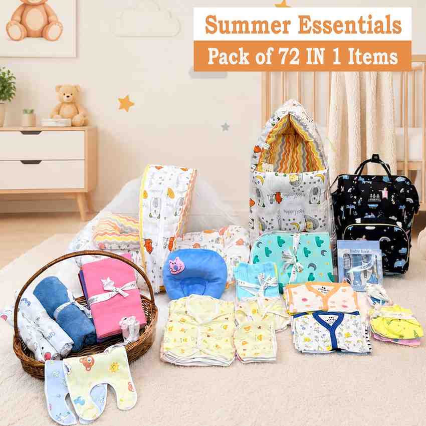 Fareto Premium Quality Baby Summer Essentials 72 in 1 New Combo (0-6Months)(F567)