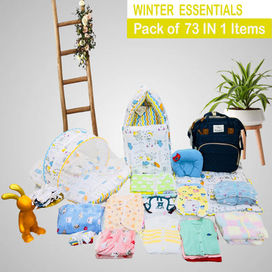 Fareto Premium Quality Baby Winter Essentials Pack of 73 In 1 Combo (0-6 Months)(F626)