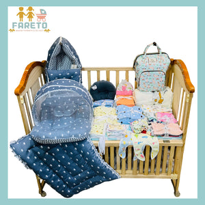 FARETO NEW BORN BABY PREMIUM QUALITY  WINTER AND SEMI WINTER SEASON HOSPITAL ESSENTIALS 73 IN 1 (0-6 MONTHS) _ NURSERY BAG