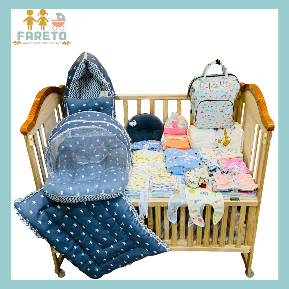 FARETO NEW BORN BABY PREMIUM QUALITY  WINTER  SEASON HOSPITAL ESSENTIALS 73 IN 1 (0-6 MONTHS) _ NURSERY BAG