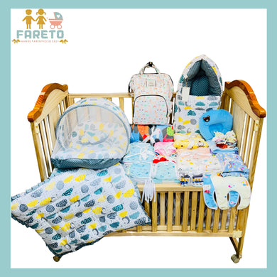 FARETO NEW BORN BABY PREMIUM QUALITY WINTER AND SEMI WINTER SEASON HOSPITAL ESSENTIALS 73 IN 1 (0-6 MONTHS) _ NURSERY BAG