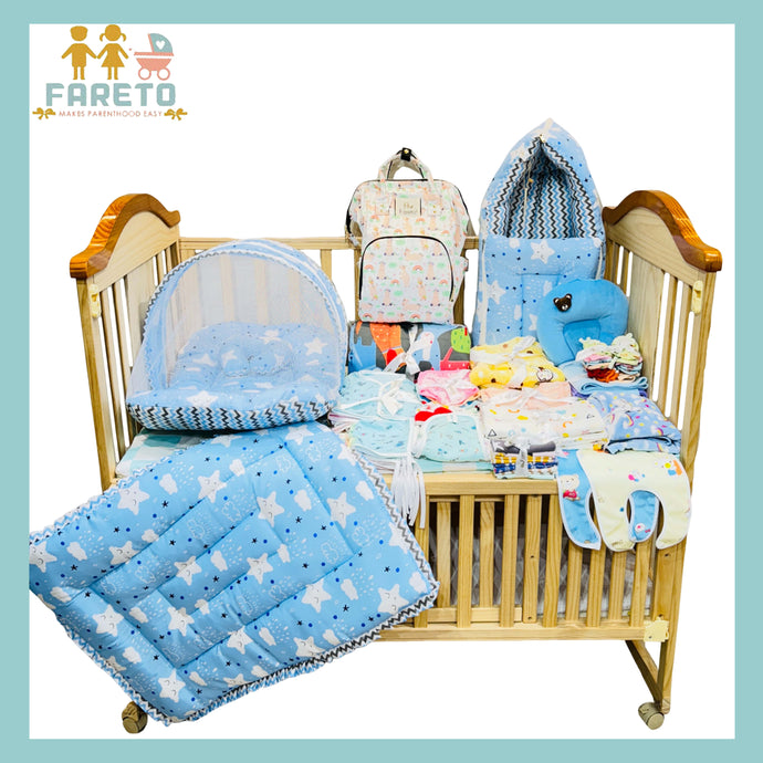 FARETO NEW BORN BABY PREMIUM QUALITY WINTER  AND SEMI WINTER SEASON HOSPITAL ESSENTIALS 73 IN 1 (0-6 MONTHS) _ NURSERY BAG