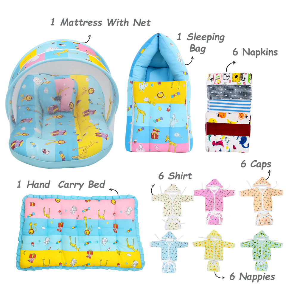 FARETO NEW BORN BABY PREMIUM QUALITY MONSOON AND SEMI WINTER SEASON  HOSPITAL ESSENTIALS 73 IN 1 (0-6 MONTHS) _ NURSERY BAG