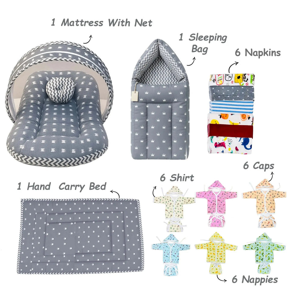 Fareto Baby Boy's & Girl's Summer Hospital Essential Combo for New Born | Gift Pack | Baby Products | Maternity Essentials | Bedding Set (73 Items)(0-6 Months)(F723)
