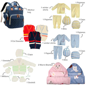 Fareto Premium Quality Baby Winter Essentials Pack of 73 In 1 Combo (0-6 Months)(F626)