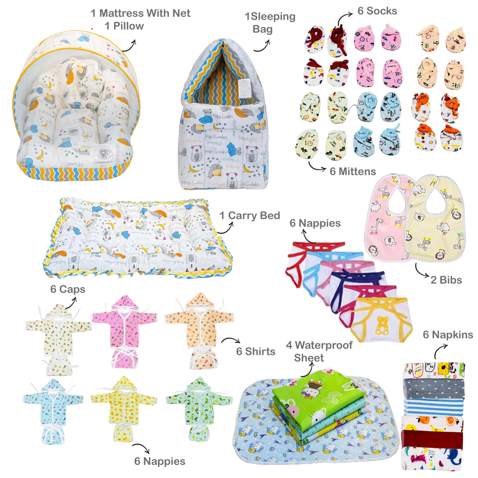 Fareto Premium Quality Baby Winter Essentials Pack of 73 In 1 Combo (0-6 Months)(F626)