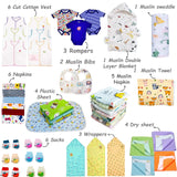 FARETO NEWBORN BABY PREMIUM QUALITY 74 IN 1 COMBO FOR SUMMER SEASON | SUPERSOFT COTTON (0-6 MONTHS)(F549)