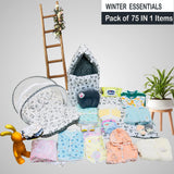 Fareto Baby Semi Winter Essential Combo For New Born | Gift Pack | Baby Products | Maternity Essentials | Bedding Set (75 Items)(0-6 Months)(F622)