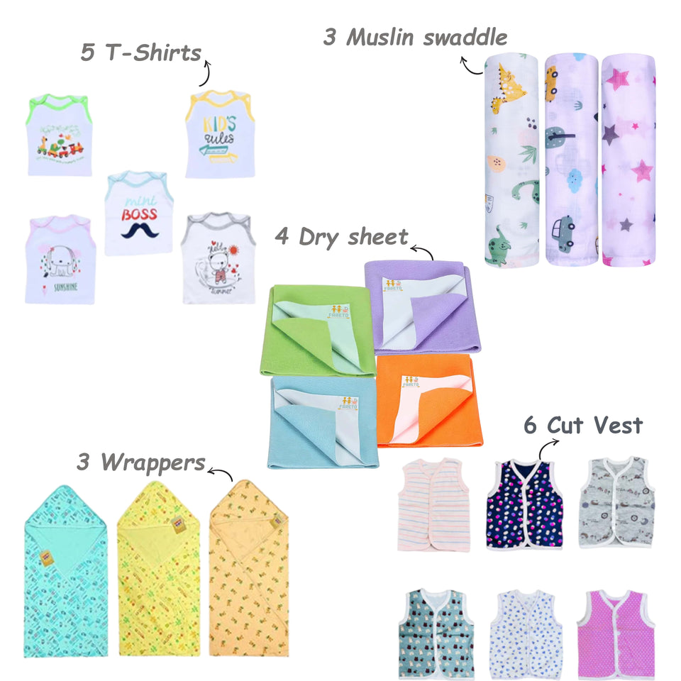 Fareto New Born Baby Hospital Essentials For All Moderate Season 75 in 1 (0-6 Months)(F199)
