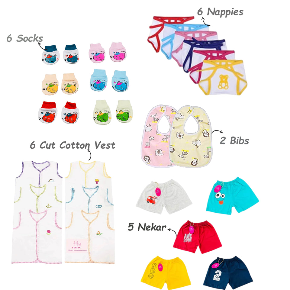 Fareto New Born Baby Hospital Essentials For All Moderate Season 75 in 1 (0-6 Months)(F199)